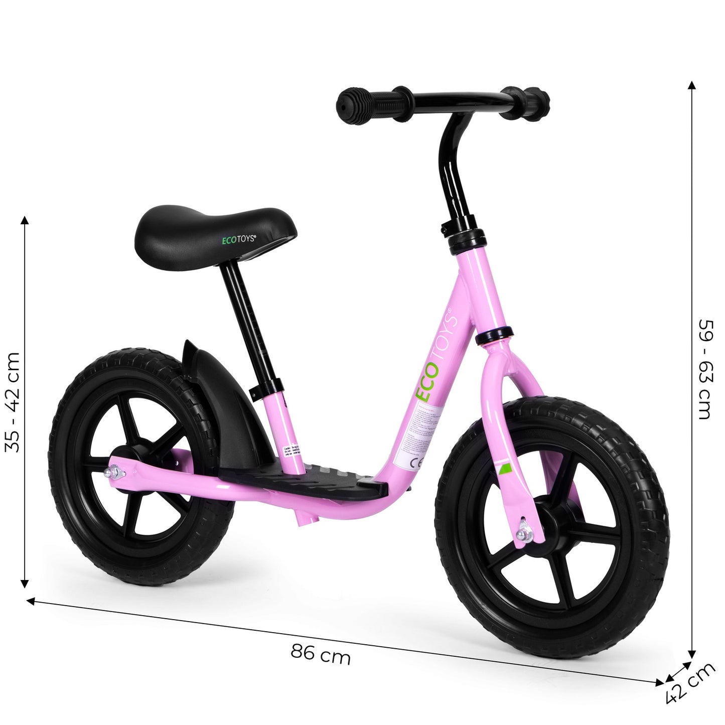 Bicycle, balance bike with platform for children, ride-on, EVA wheels ECOTOYS , pink