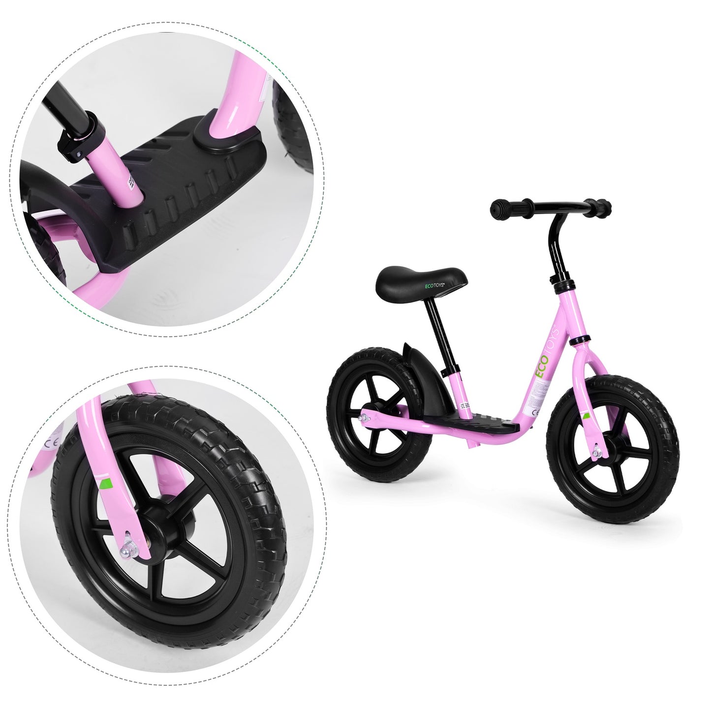 Bicycle, balance bike with platform for children, ride-on, EVA wheels ECOTOYS , pink