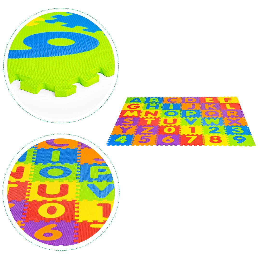 Big foam EVA mat for children letters numbers 178x178 cm 36 pcs.