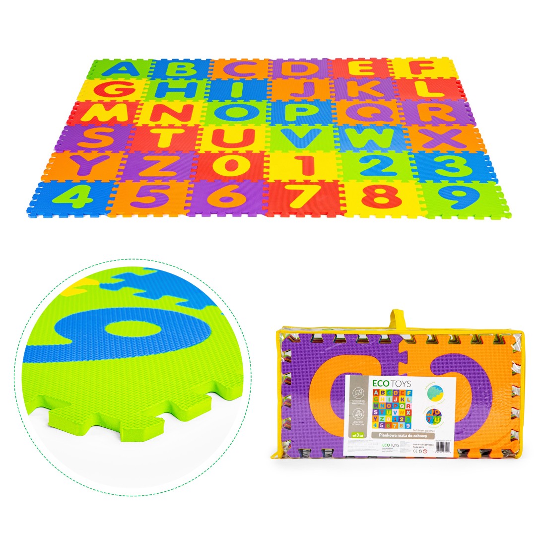 Big foam EVA mat for children letters numbers 178x178 cm 36 pcs.