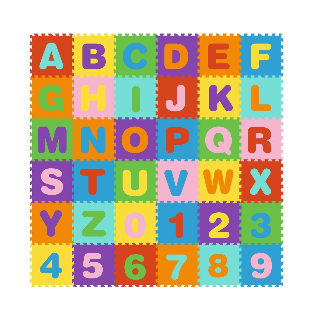 Big foam EVA mat for children letters numbers 178x178 cm 36 pcs.