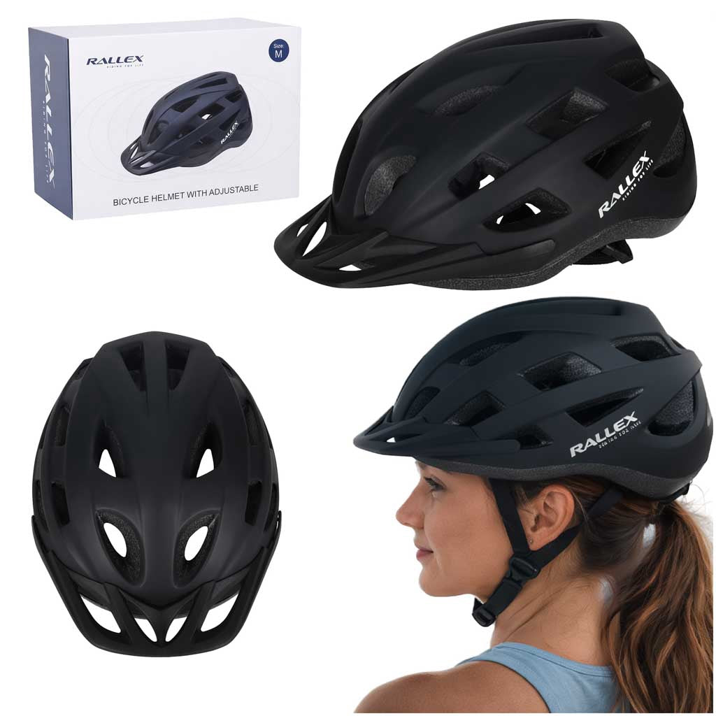 Bike Helmet With Visor, Adjustable, Black M 54–58 cm