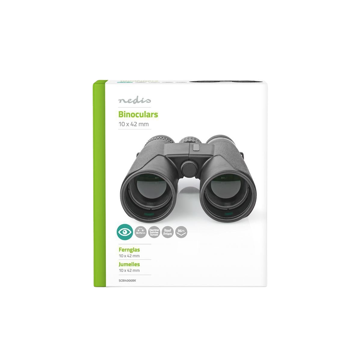 Binocular | Magnification: 10 x | Objective lens diameter: 42 mm | Field of view: 96 m | Suitcase included | Black