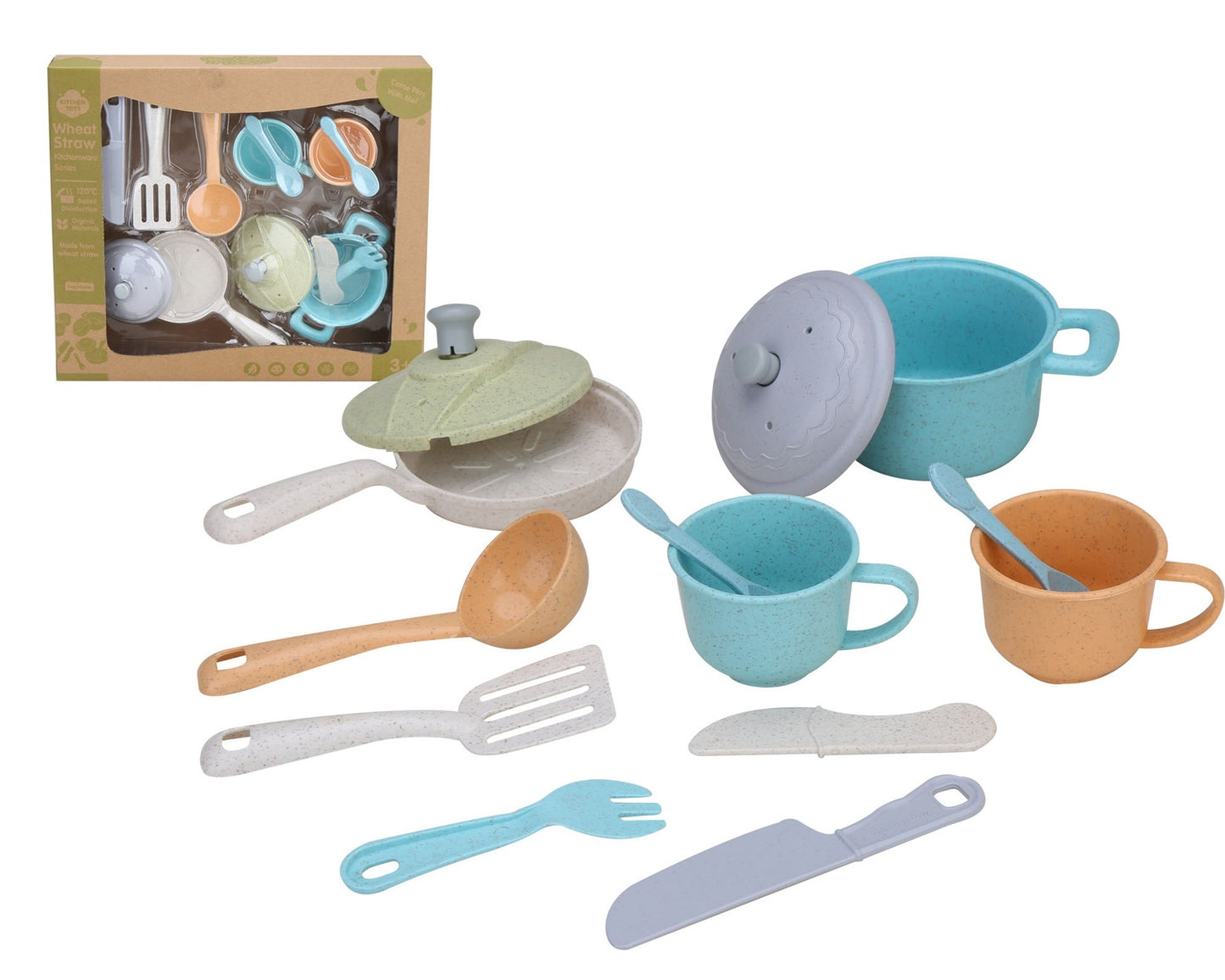 Bioplastic Kitchen Set, 13 Pieces, Pastel Colors