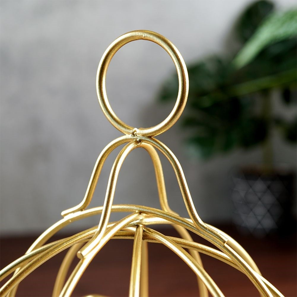 Birdcage Lantern for Light/Tealight in Golden Metal