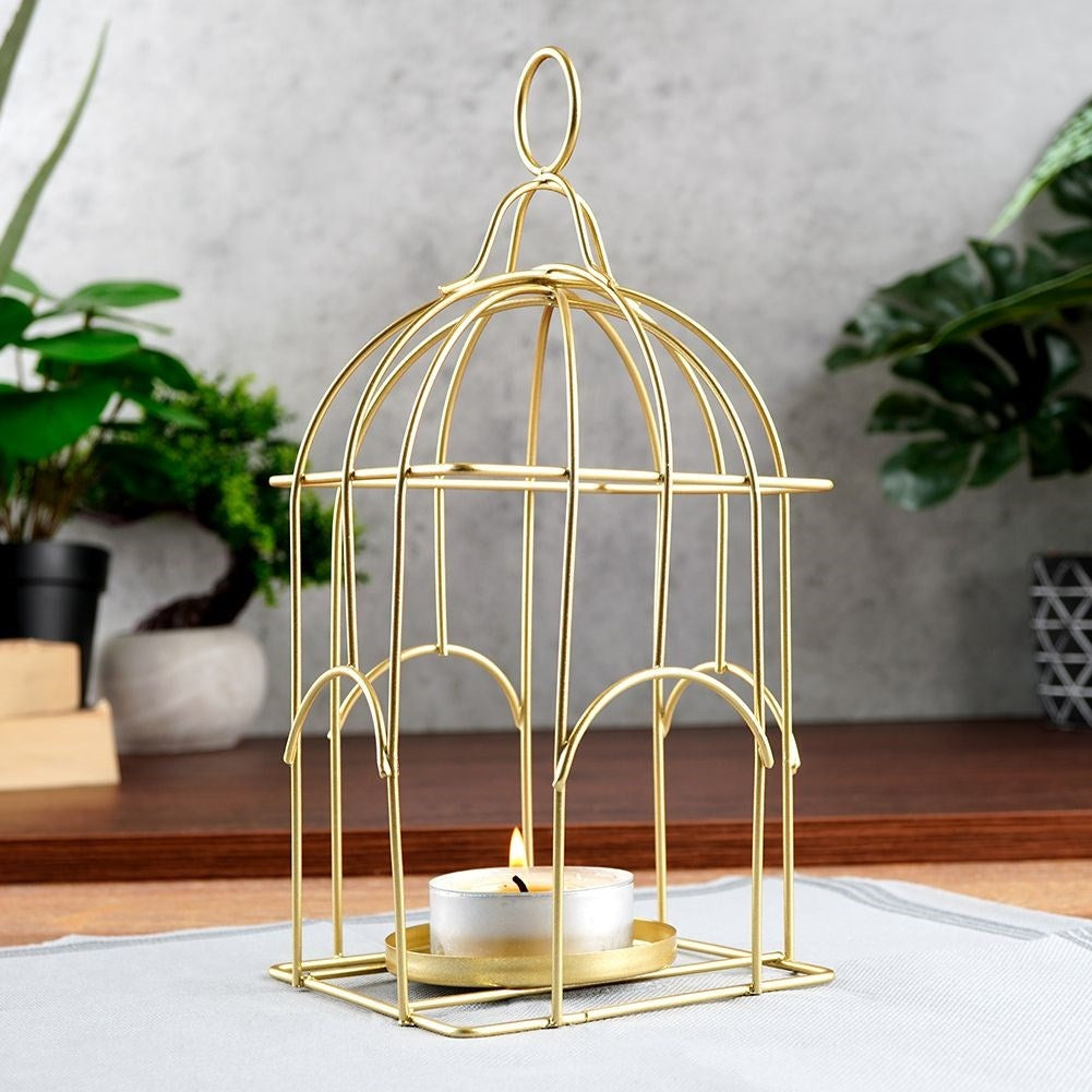 Birdcage Lantern for Light/Tealight in Golden Metal
