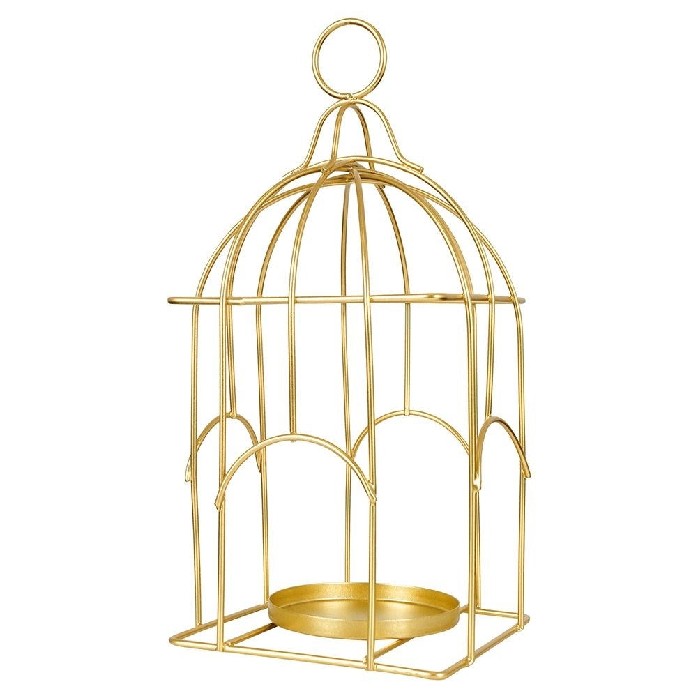 Birdcage Lantern for Light/Tealight in Golden Metal