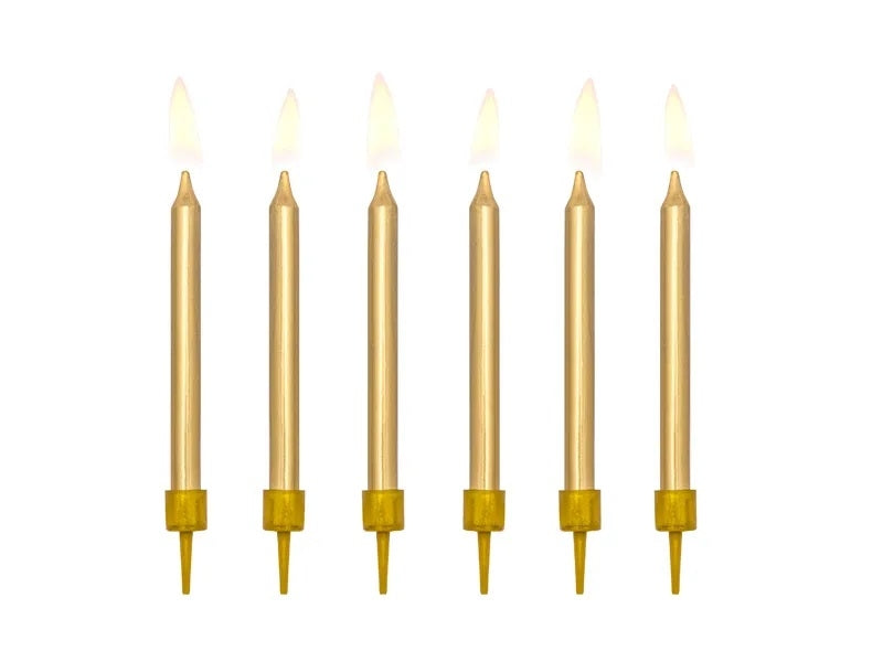 Birthday cake candles plain gold 6cm 6 pieces