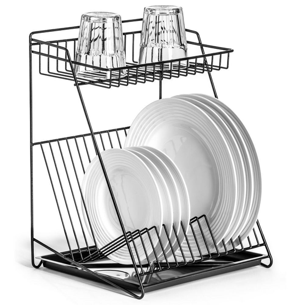 Black 2-level dish rack 30x26x39 cm