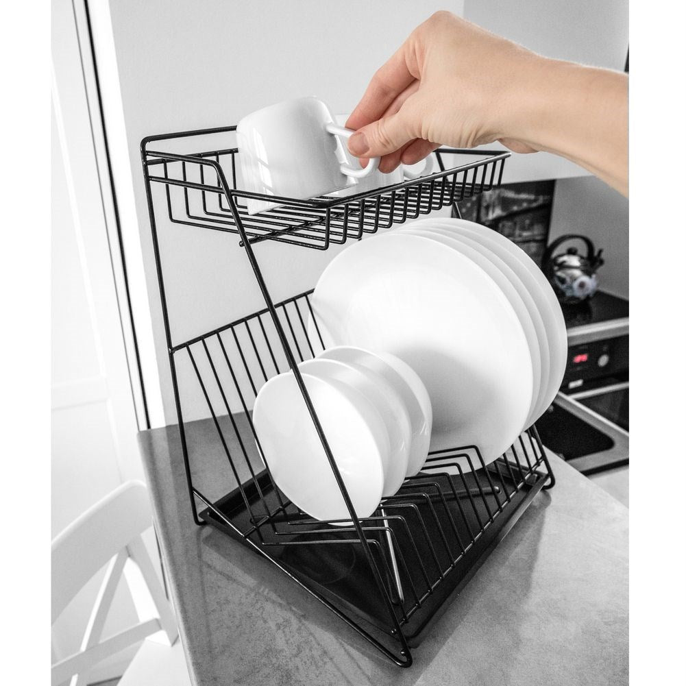 Black 2-level dish rack 30x26x39 cm