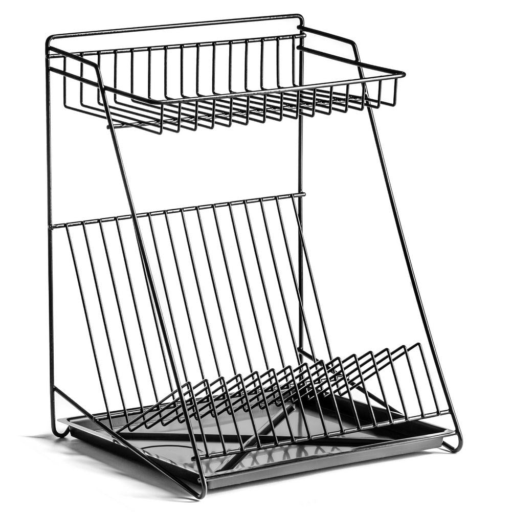Black 2-level dish rack 30x26x39 cm