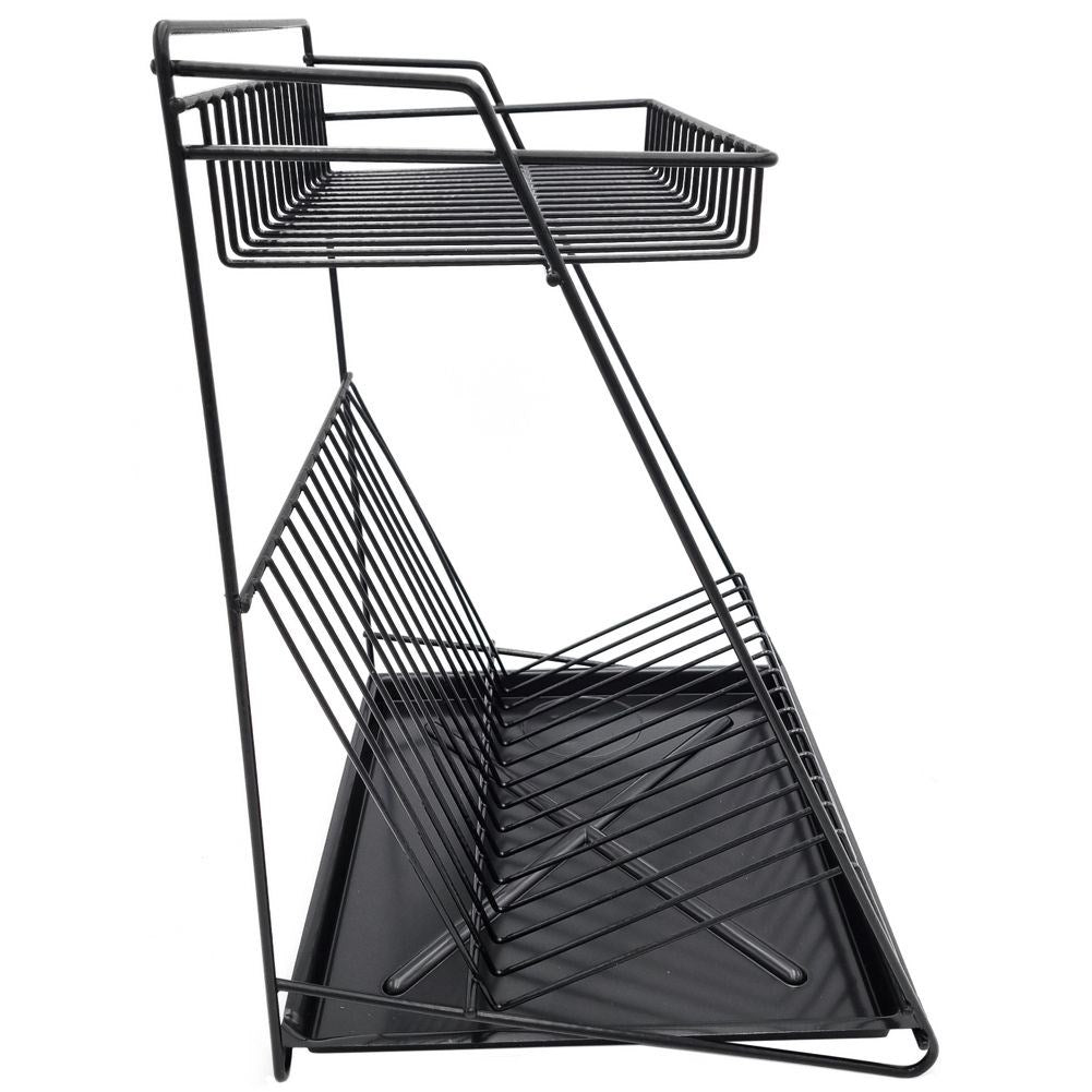 Black 2-level dish rack 30x26x39 cm