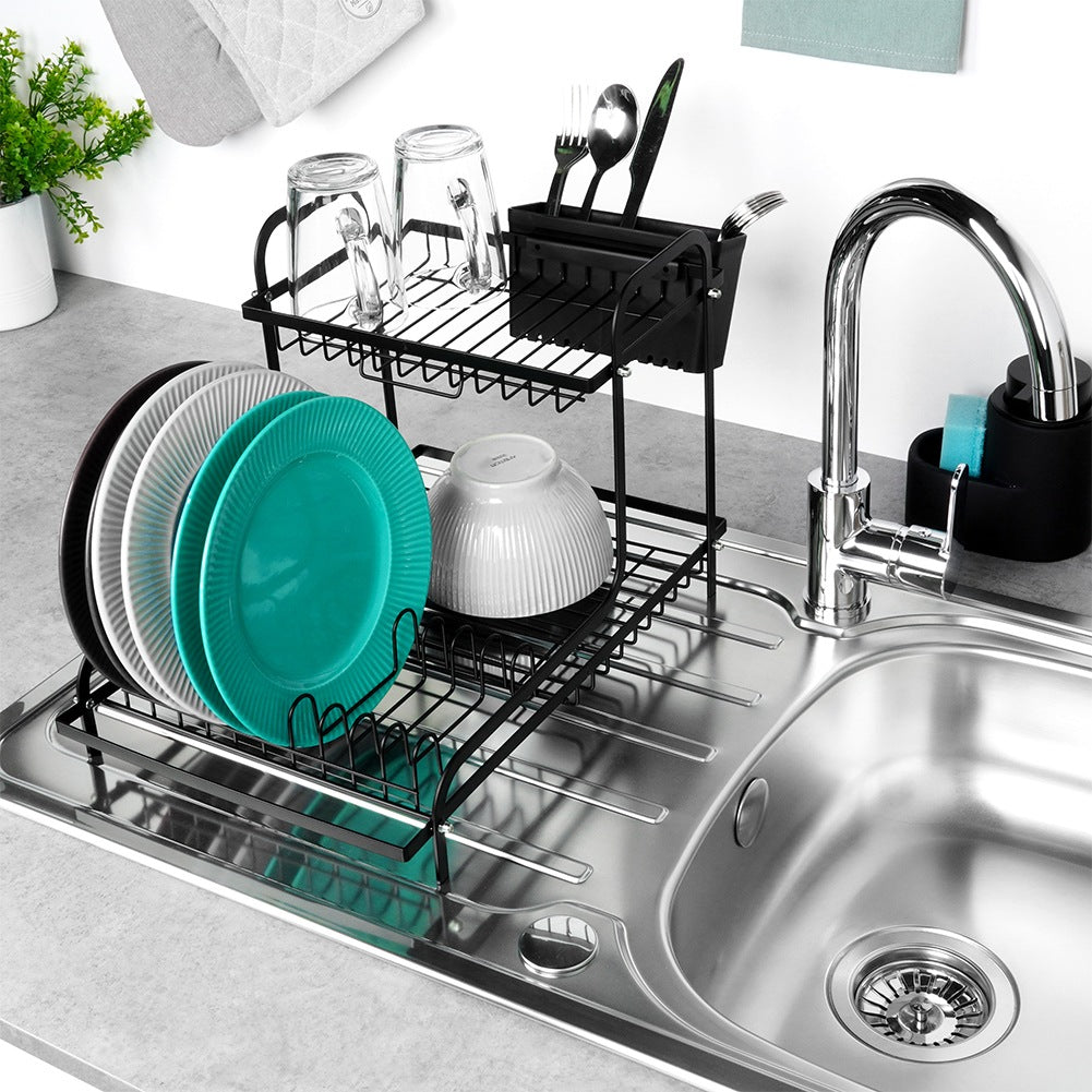 Black 2-level dish rack RADKA 42.5x32x29 cm