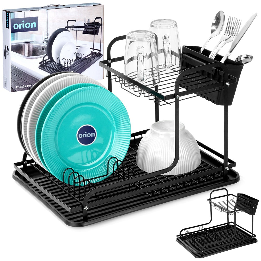Black 2-level dish rack RADKA 42.5x32x29 cm