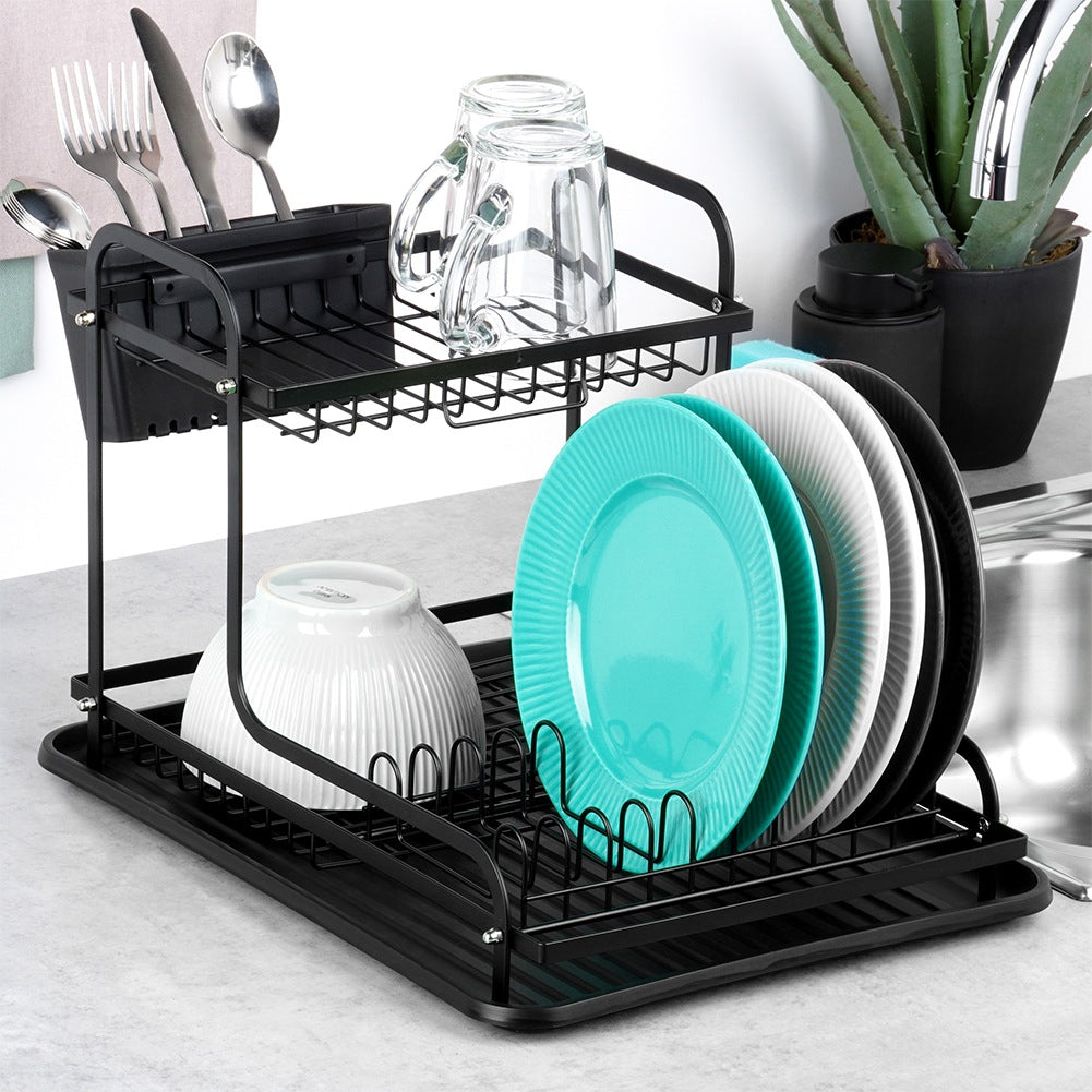 Black 2-level dish rack RADKA 42.5x32x29 cm