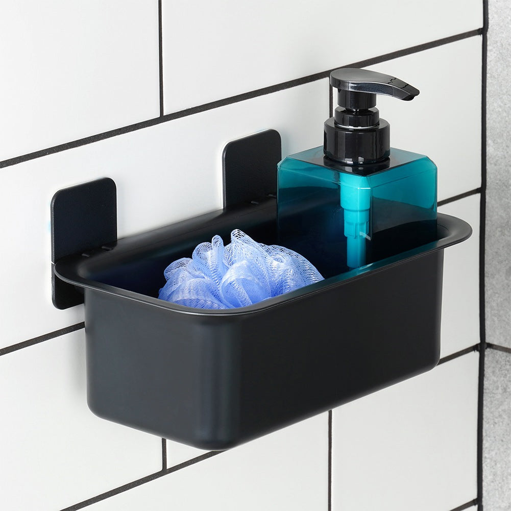 Black Adhesive Shower Shelf, 23.5x13.5x11.5 cm