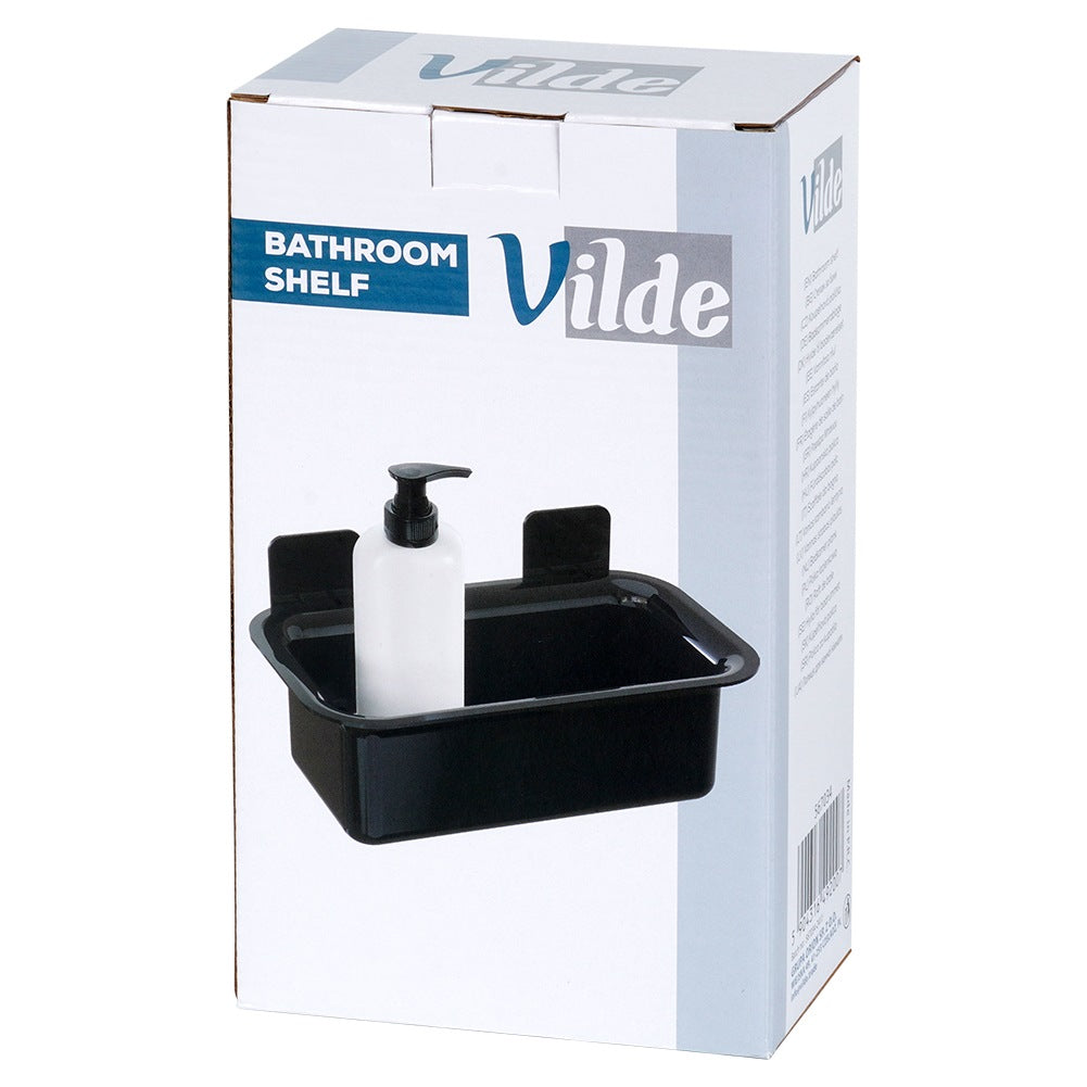 Black Adhesive Shower Shelf, 23.5x13.5x11.5 cm