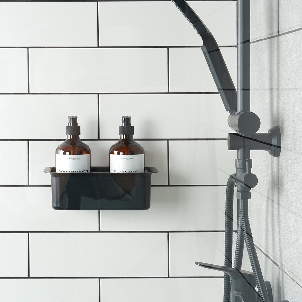Black Adhesive Shower Shelf, 23.5x13.5x11.5 cm