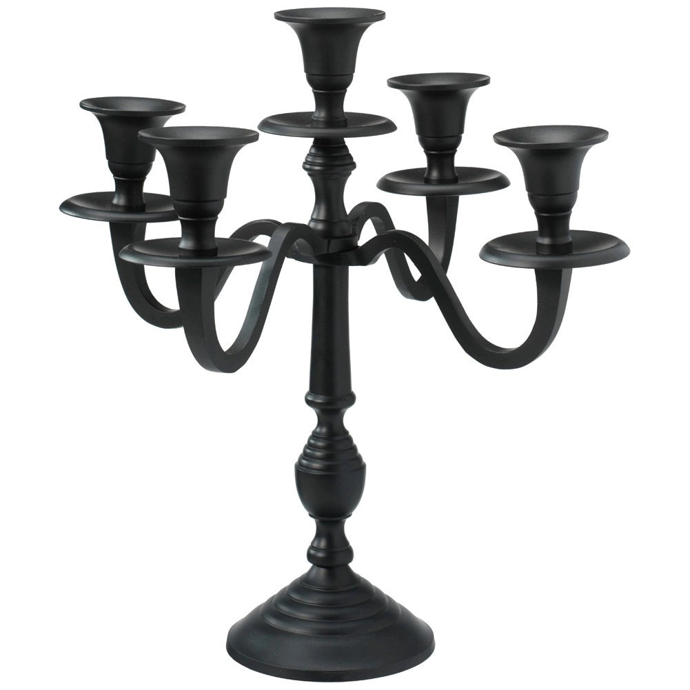 Black Aluminum 5-Arm Candelabra, 31 cm