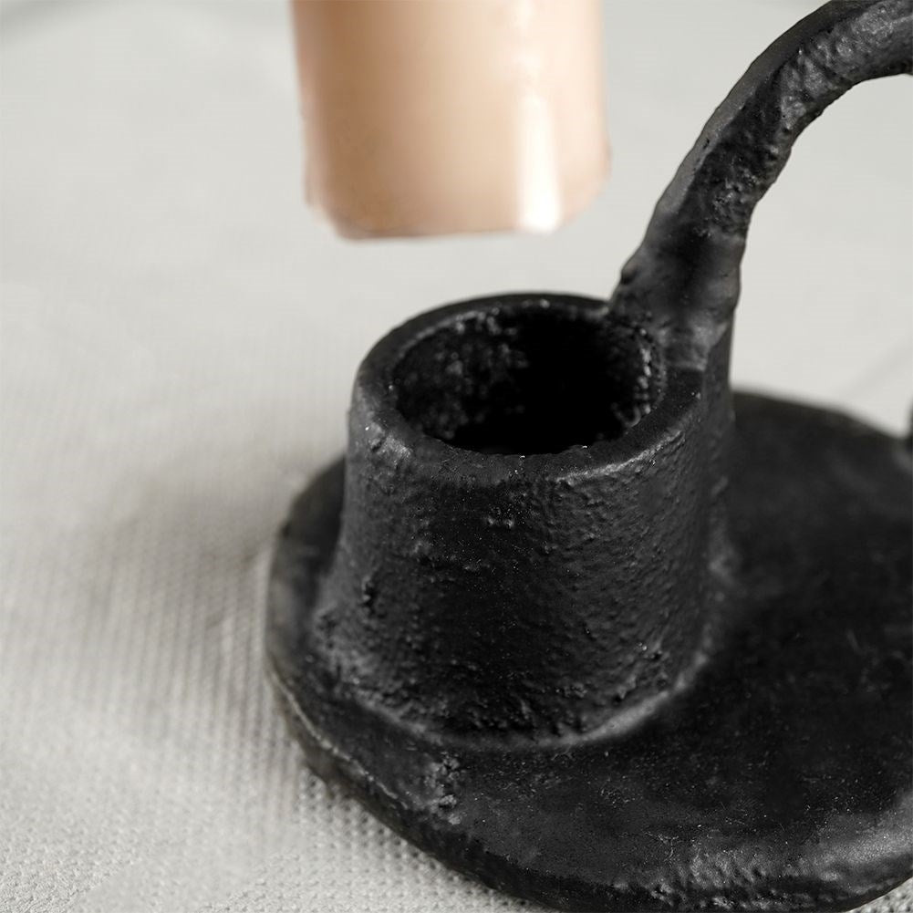 Black Aluminum Candle Holder with Handle for Stylish Interior