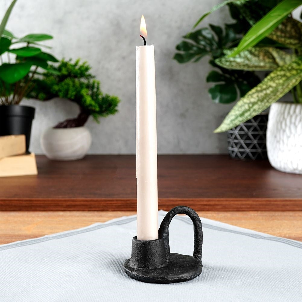Black Aluminum Candle Holder with Handle for Stylish Interior