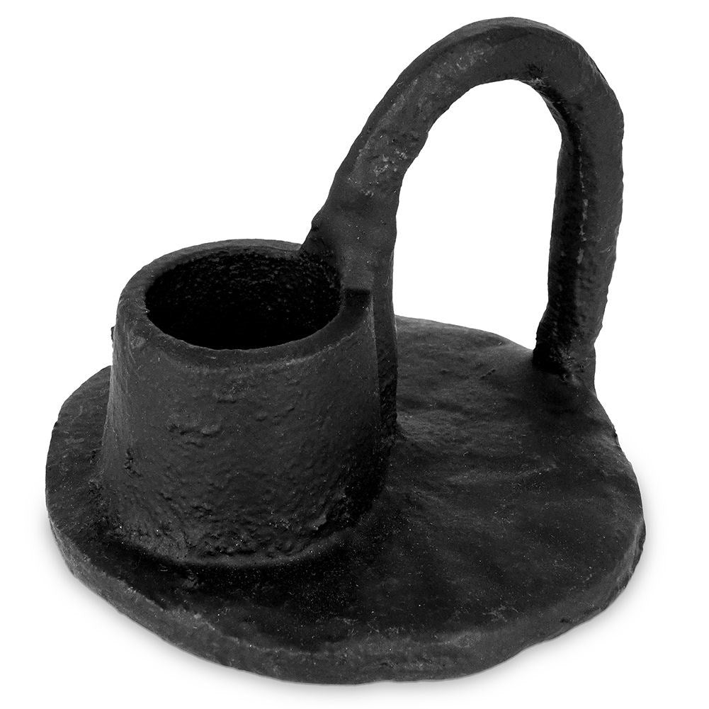 Black Aluminum Candle Holder with Handle for Stylish Interior