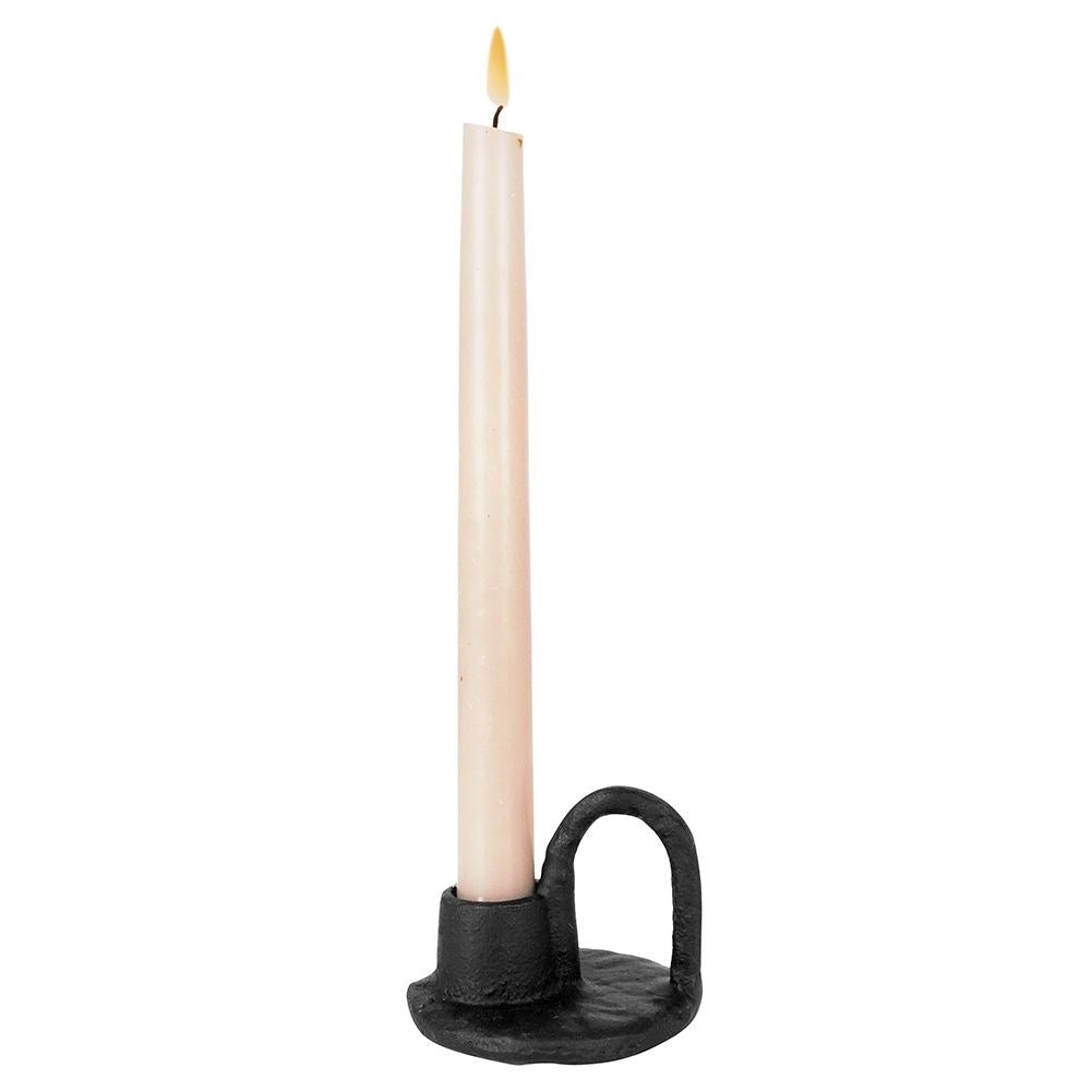 Black Aluminum Candle Holder with Handle for Stylish Interior