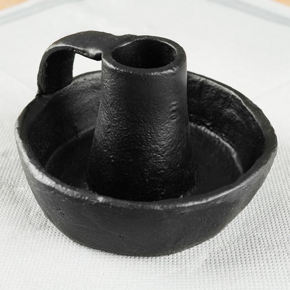 Black Aluminum Candlestick with Handle for Long Candles