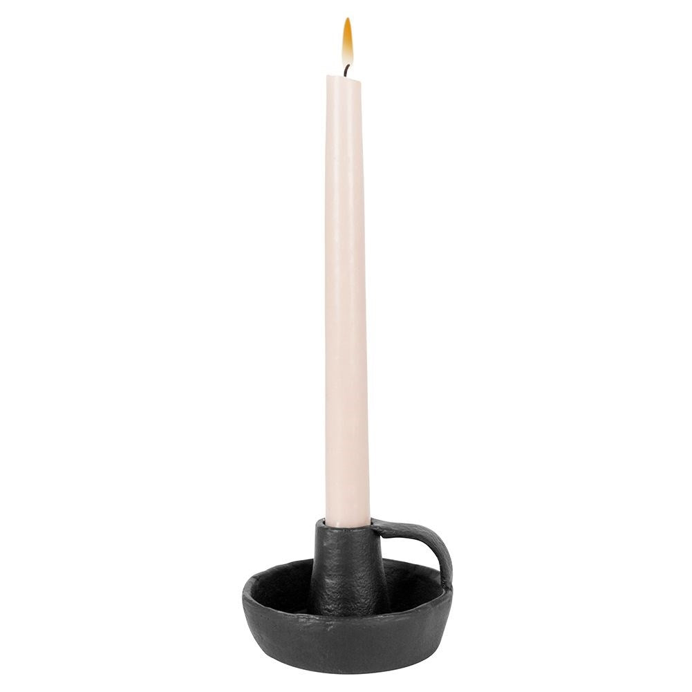 Black Aluminum Candlestick with Handle for Long Candles