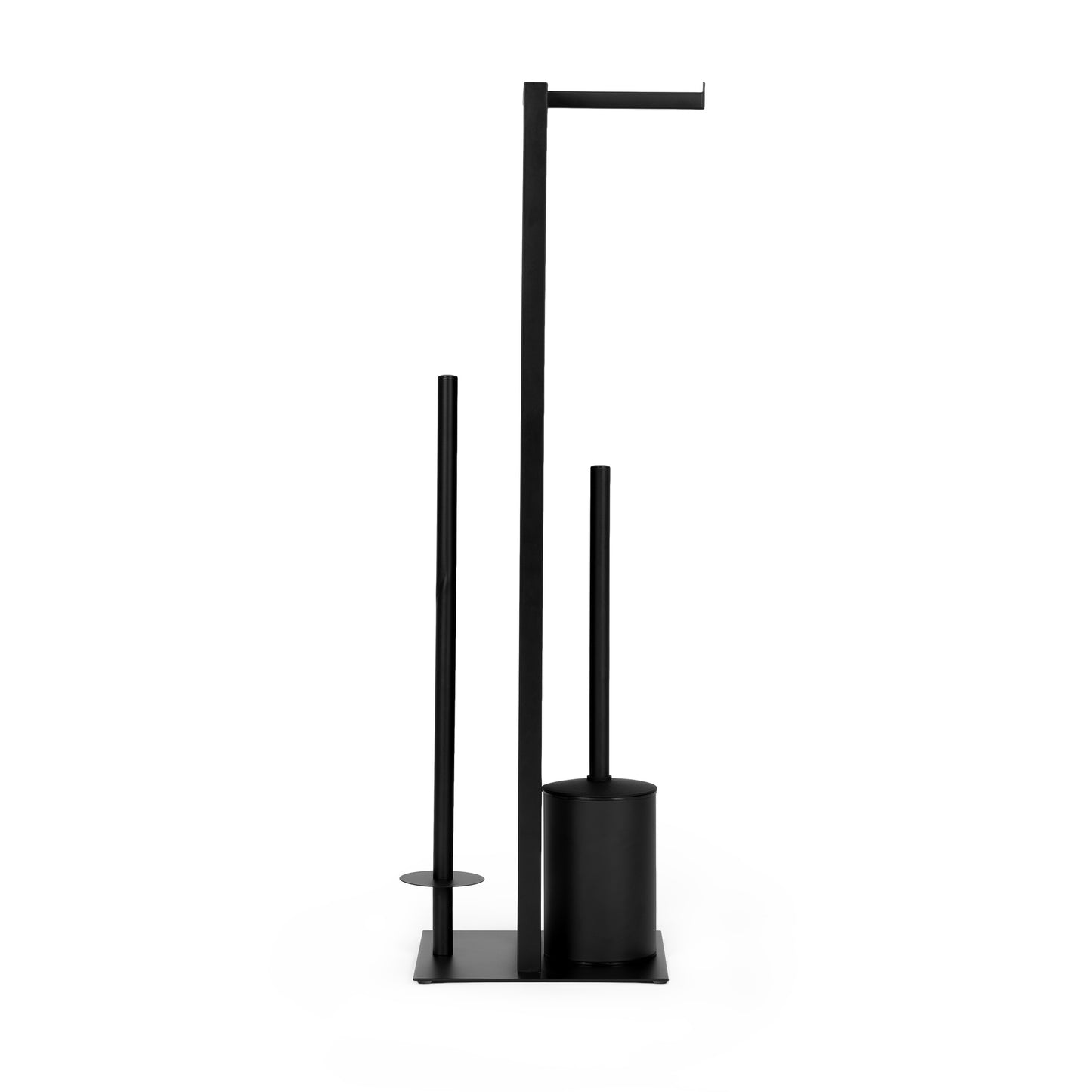 Black Bathroom Stand with Toilet Paper Holder and Brush