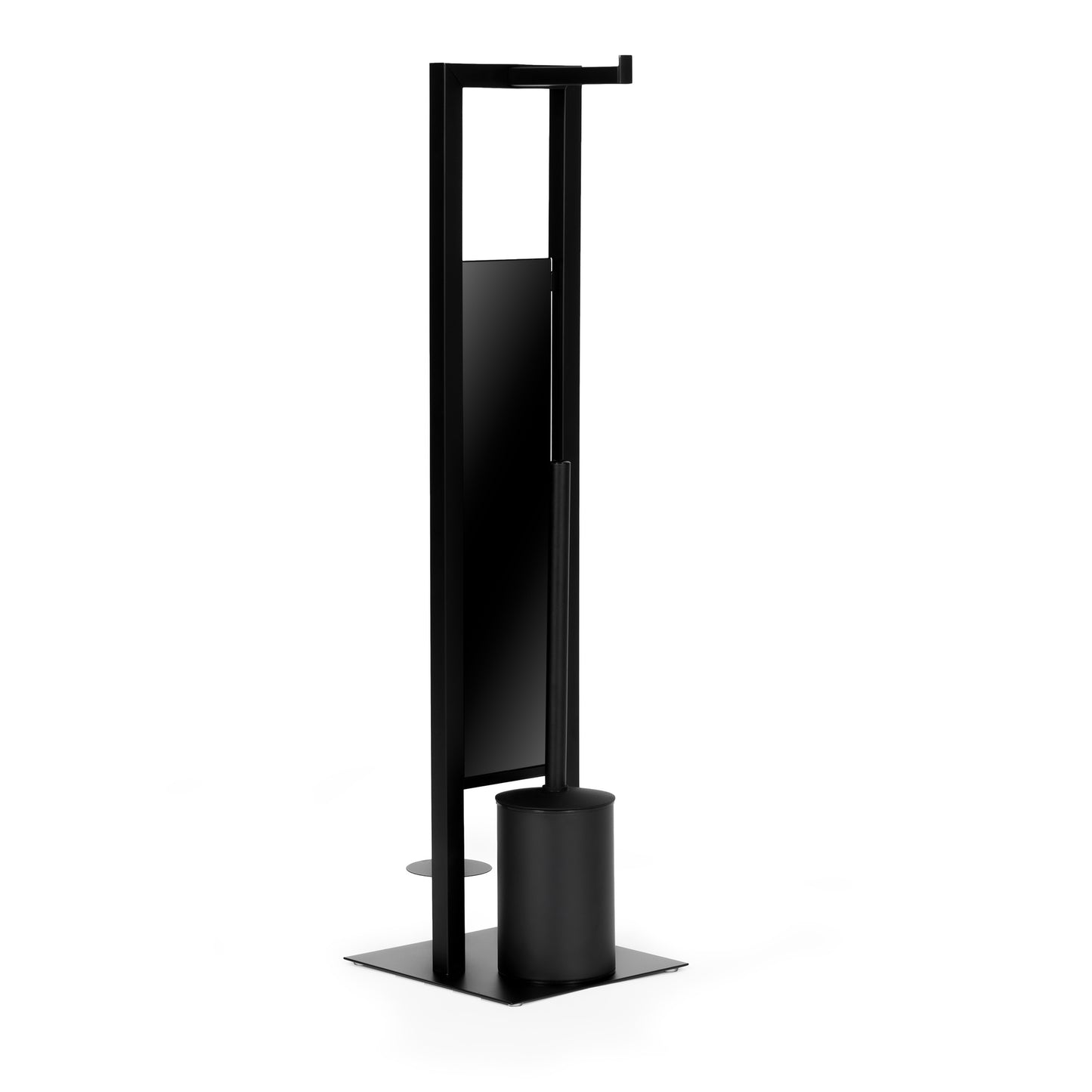 Black Bathroom Stand with Toilet Paper Holder and Brush