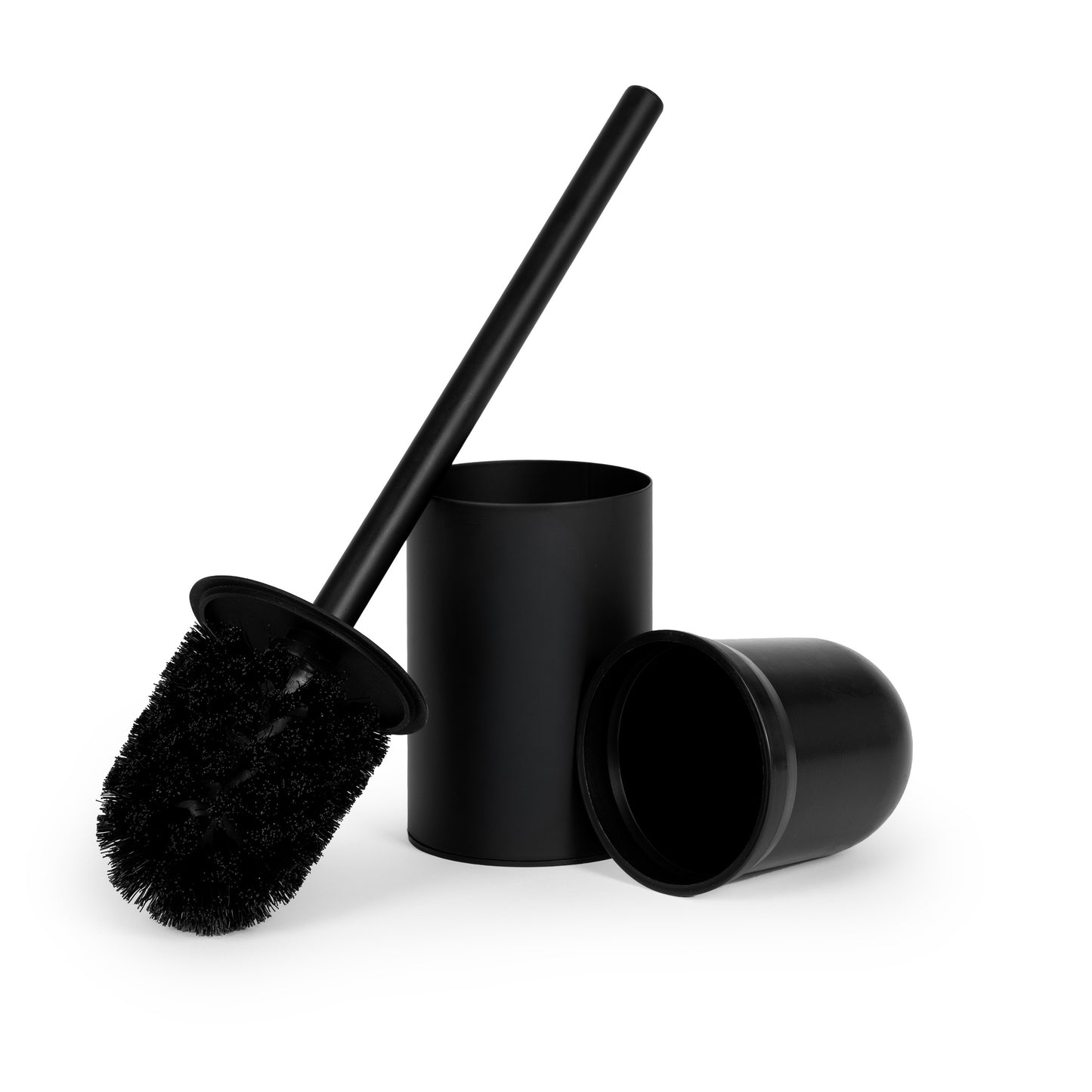 Black Bathroom Stand with Toilet Paper Holder and Brush