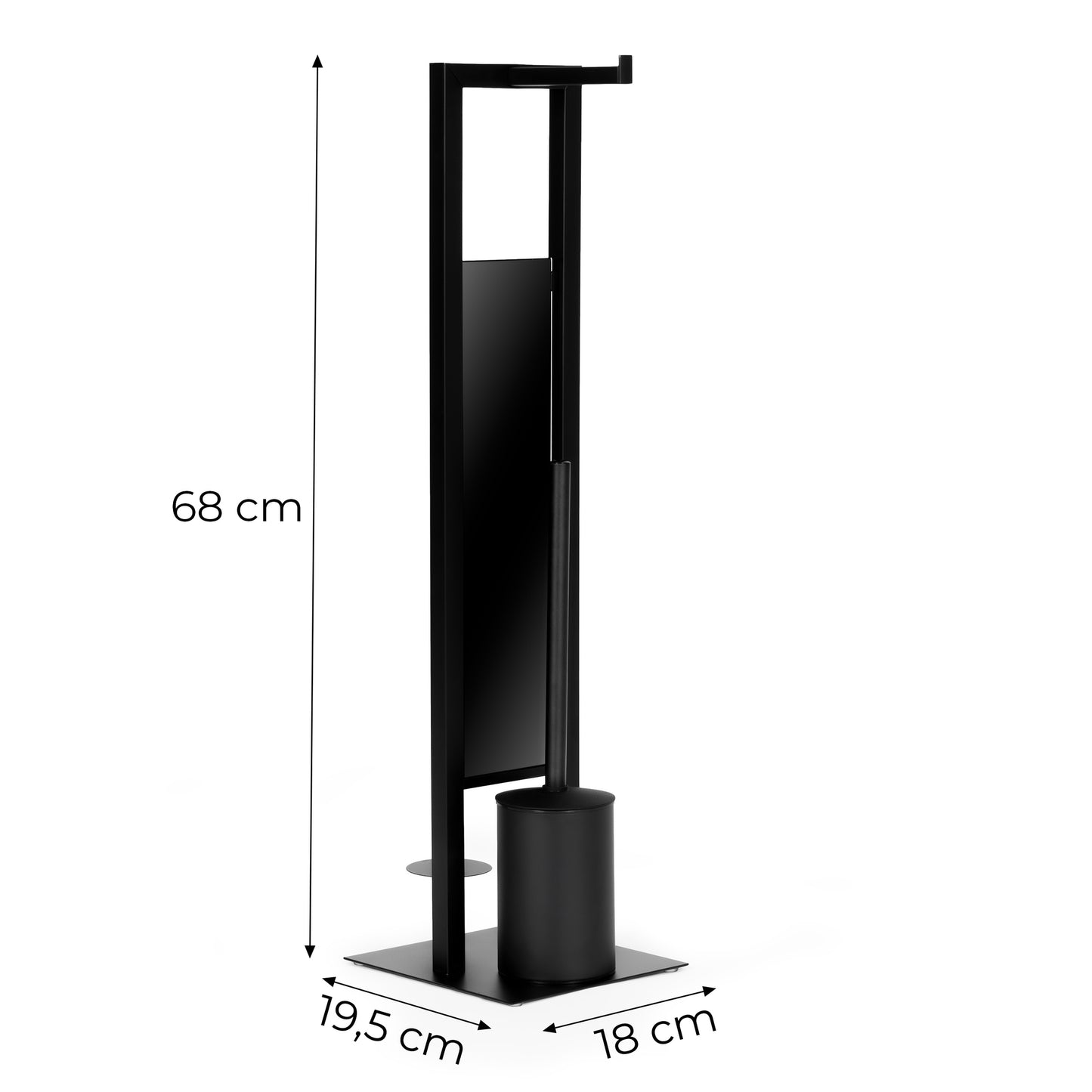 Black Bathroom Stand with Toilet Paper Holder and Brush