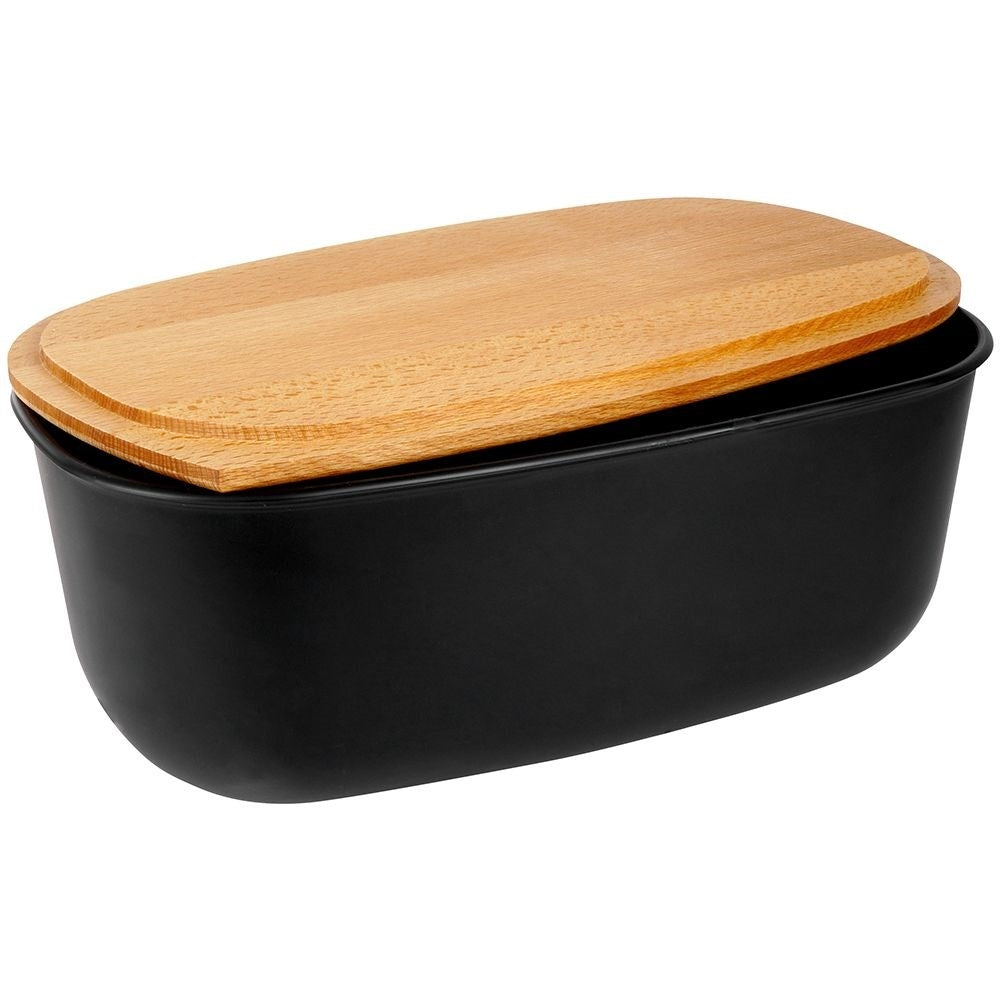 Black Bread Box with Cutting Board Lid in High Quality Plastic