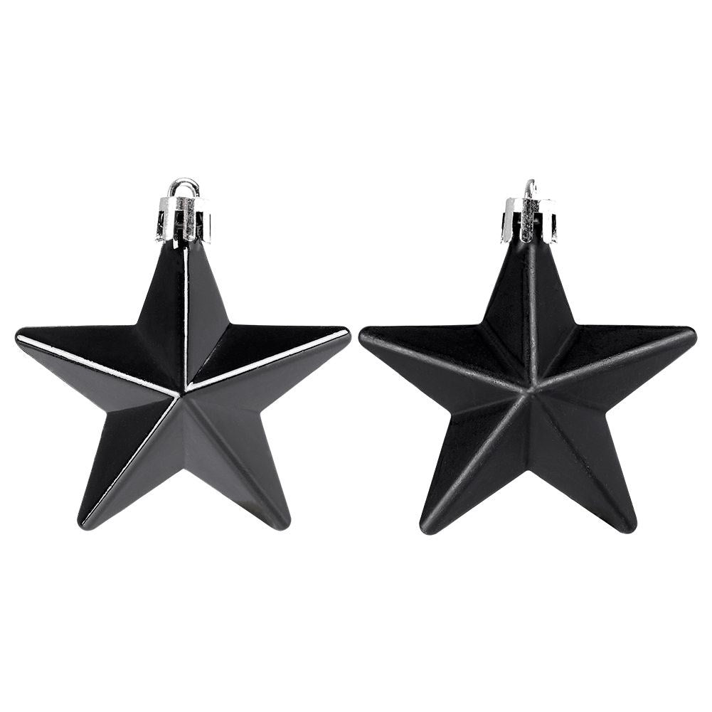 Black Christmas Baubles Set - 8 Pcs (Matte & Glossy)