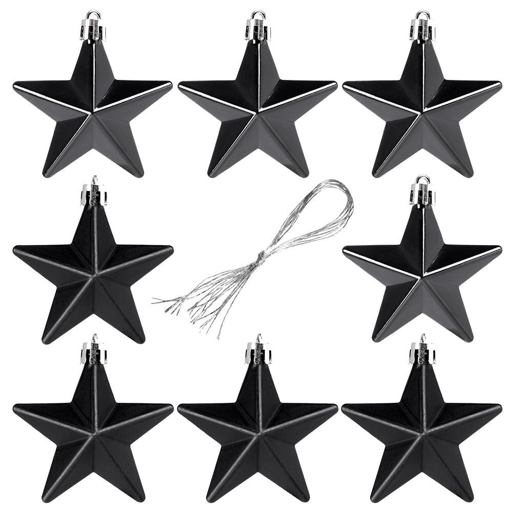 Black Christmas Baubles Set - 8 Pcs (Matte & Glossy)