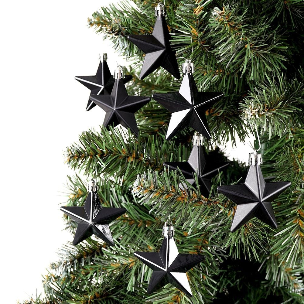 Black Christmas Baubles Set - 8 Pcs (Matte & Glossy)