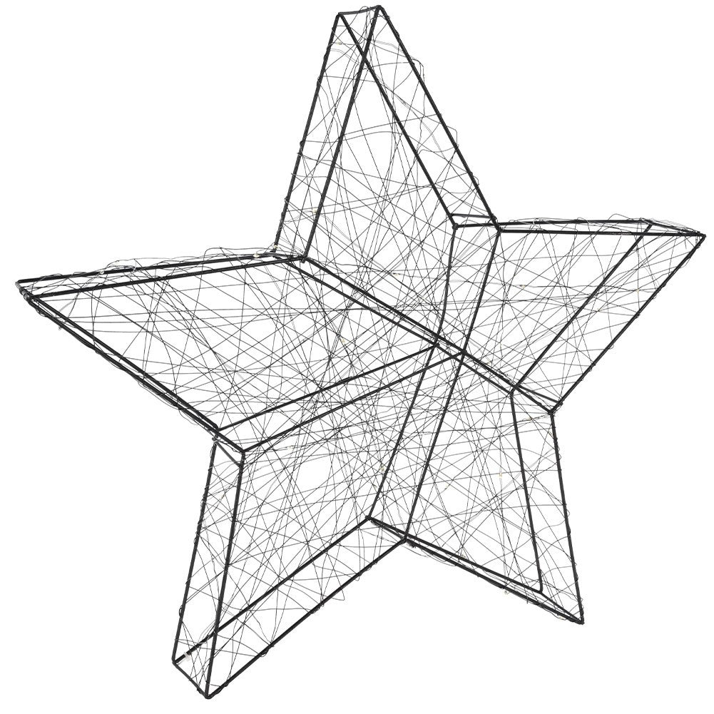 Black Christmas star 50 cm with 60 LED lights