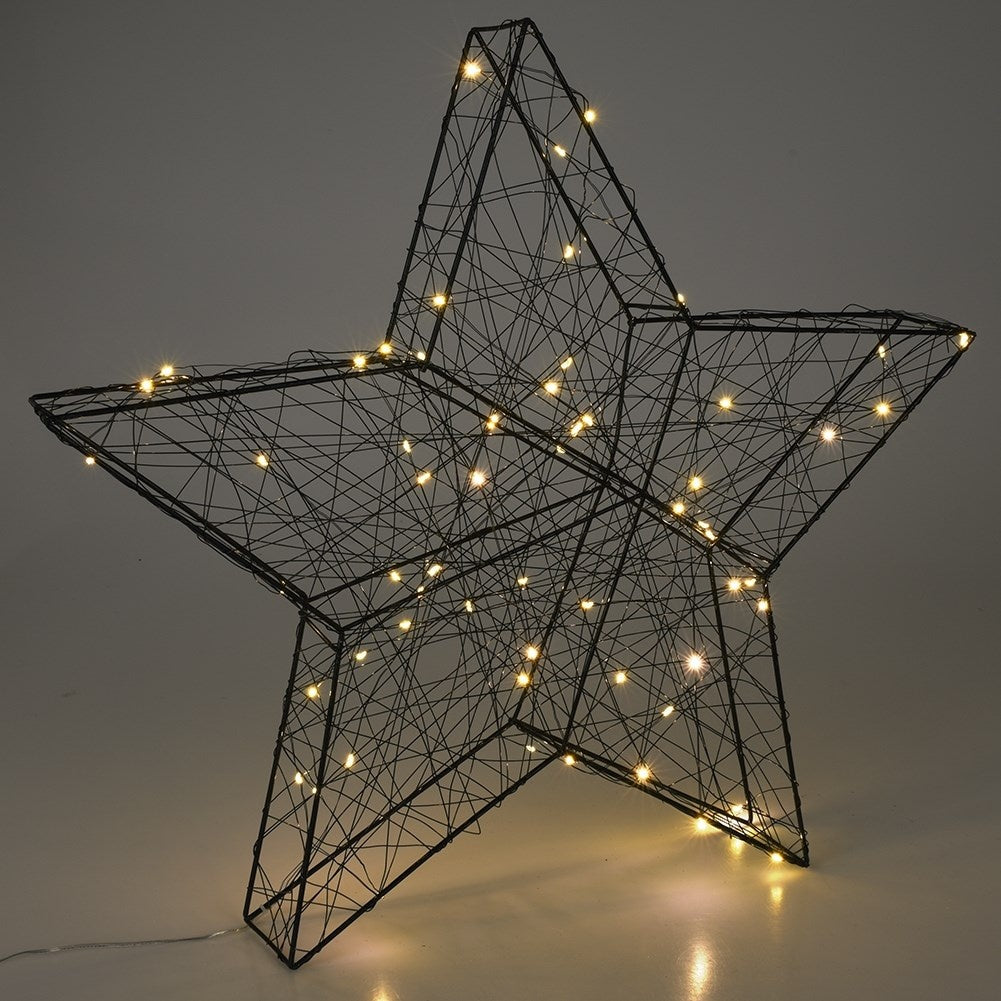 Black Christmas star 50 cm with 60 LED lights
