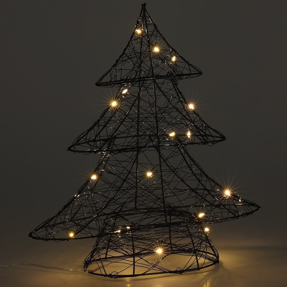 Black Christmas tree 30 cm with 20 LED lights for Christmas atmosphere