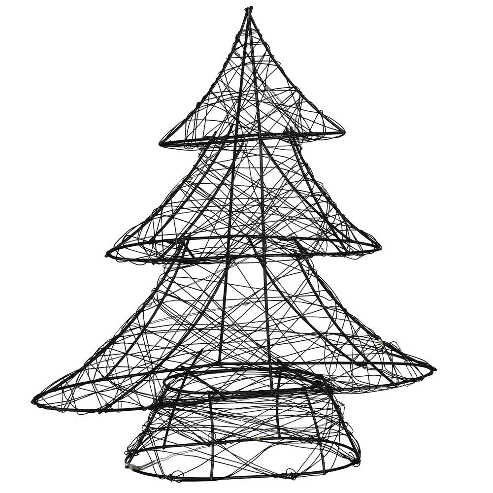 Black Christmas tree 30 cm with 20 LED lights for Christmas atmosphere