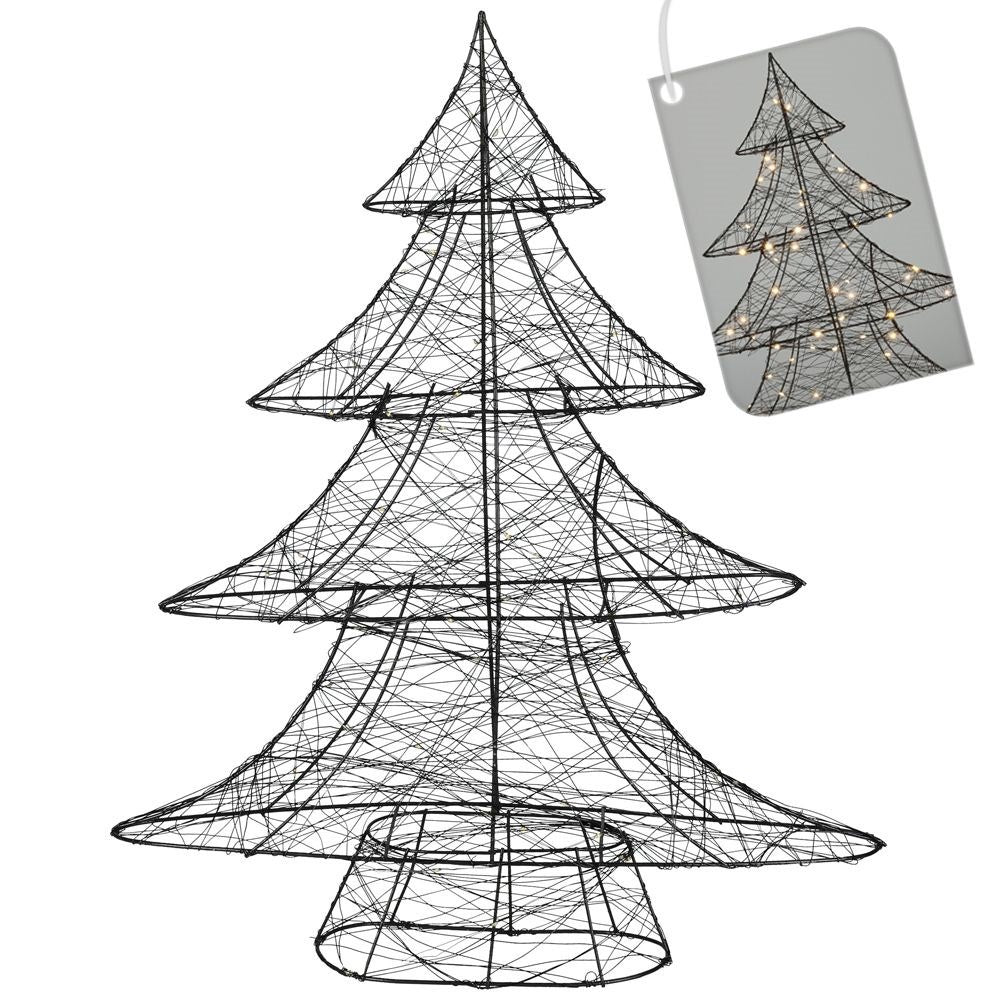 Black Christmas tree 60 cm with 60 LED lights - light up Christmas