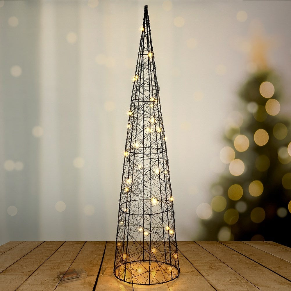 Black Cone-shaped Christmas tree with LED lighting - 40 cm