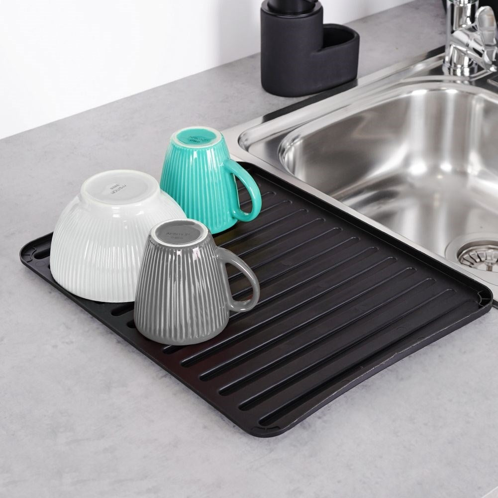 Black Dish Mat: Perfect Dish Rack and Easy to Clean