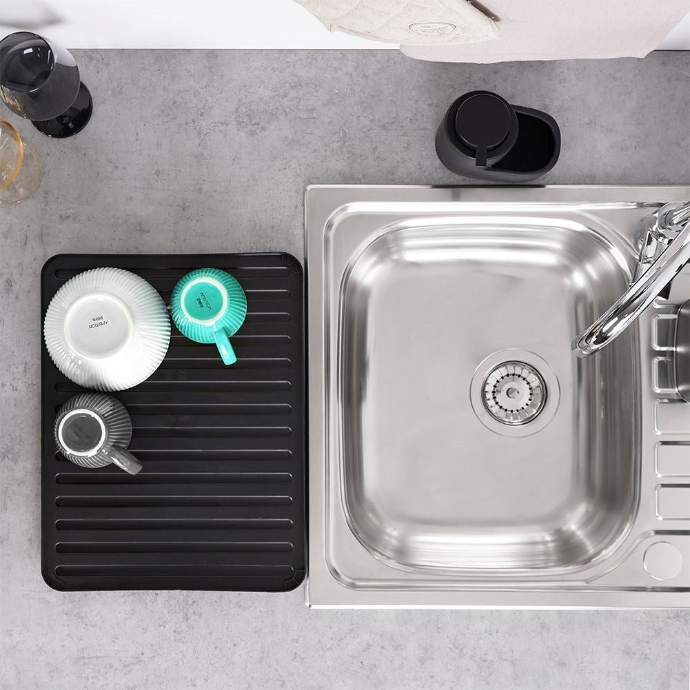 Black Dish Mat: Perfect Dish Rack and Easy to Clean