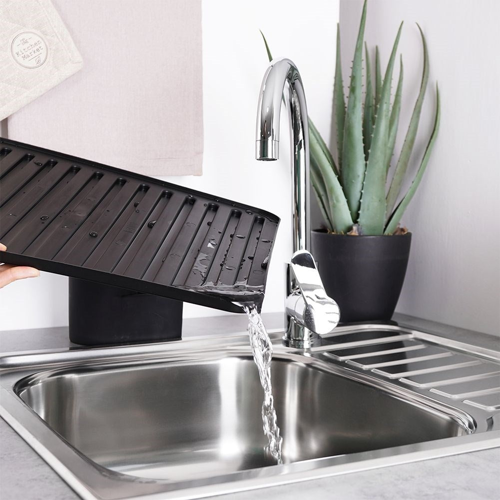 Black Dish Mat: Perfect Dish Rack and Easy to Clean