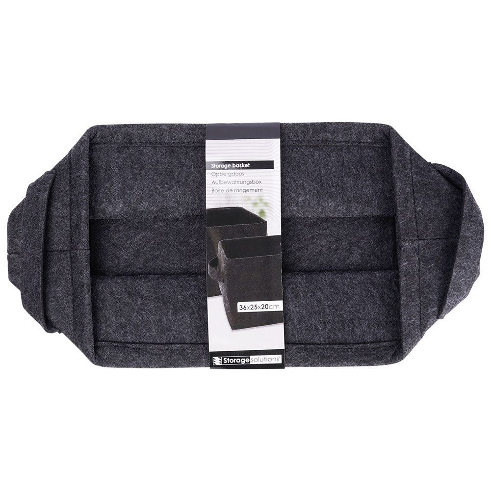 Black Felt Storage Basket with Handle and Collapsible Design