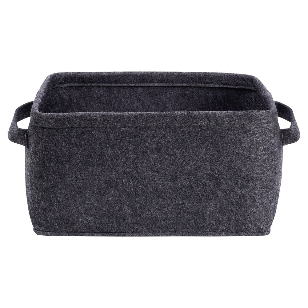 Black Felt Storage Basket with Handle and Collapsible Design