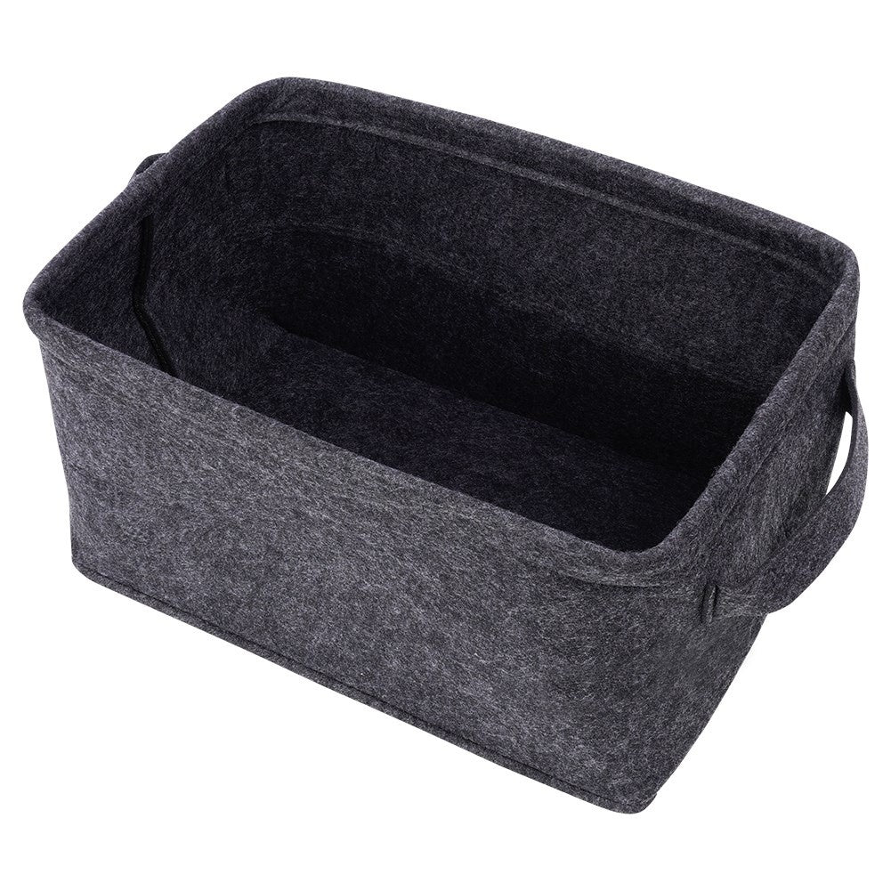 Black Felt Storage Basket with Handle and Collapsible Design