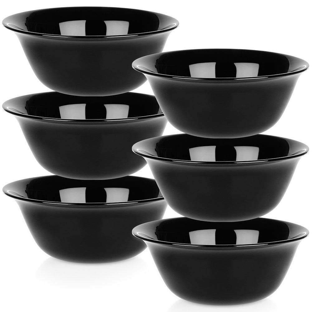 Black Glass Bowls, 300 ml, Set of 6
